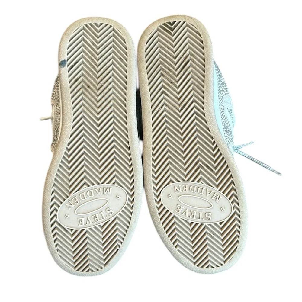 Steve Madden Roaring White Rhinestones Platform‎ Sneakers Shoes 7.5M